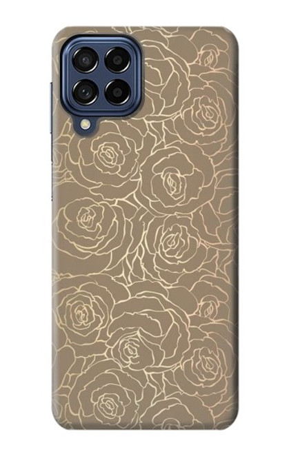 W3466 Gold Rose Pattern Hard Case and Leather Flip Case For Samsung Galaxy M53