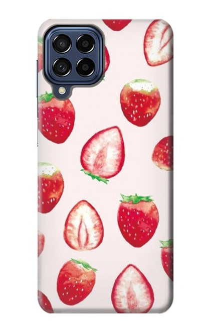 W3481 Strawberry Hard Case and Leather Flip Case For Samsung Galaxy M53