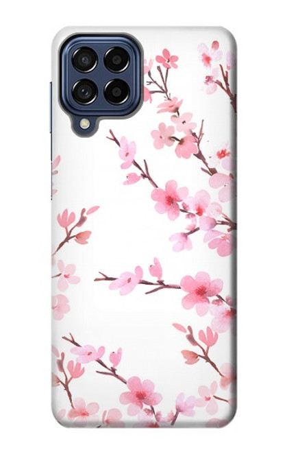 W3707 Pink Cherry Blossom Spring Flower Hard Case and Leather Flip Case For Samsung Galaxy M53