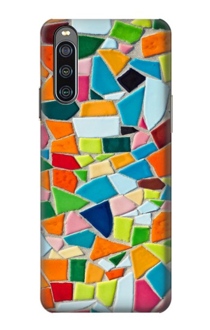 W3391 Abstract Art Mosaic Tiles Graphic Hard Case and Leather Flip Case For Sony Xperia 10 IV