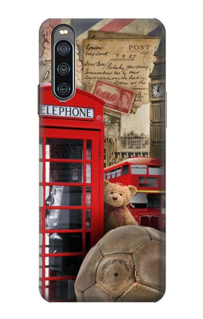 W3856 Vintage London British Hard Case and Leather Flip Case For Sony Xperia 10 IV