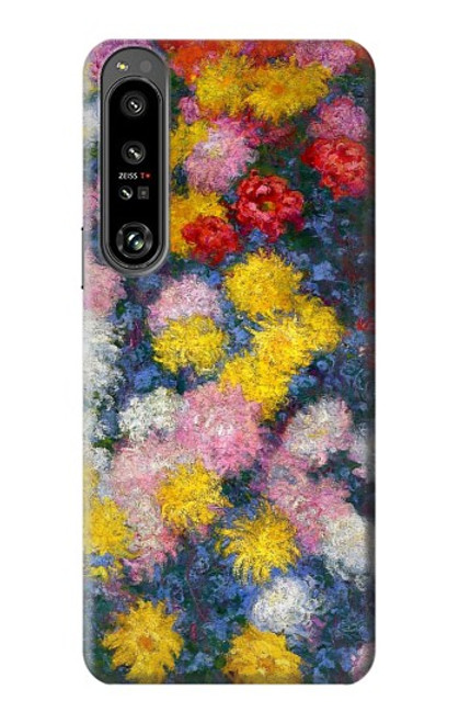 W3342 Claude Monet Chrysanthemums Hard Case and Leather Flip Case For Sony Xperia 1 IV