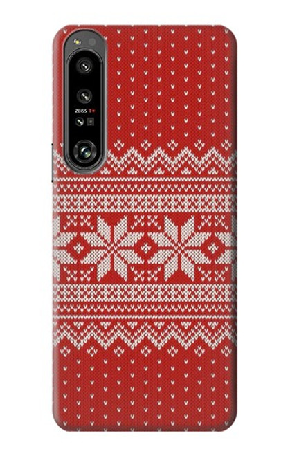 W3384 Winter Seamless Knitting Pattern Hard Case and Leather Flip Case For Sony Xperia 1 IV