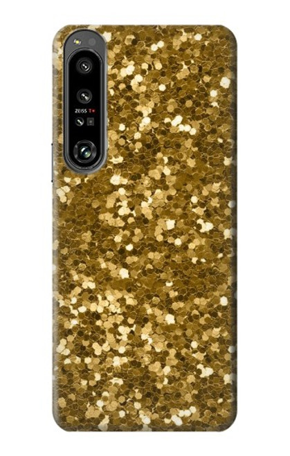 W3388 Gold Glitter Graphic Print Hard Case and Leather Flip Case For Sony Xperia 1 IV