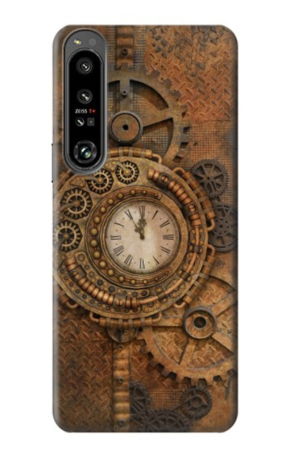 W3401 Clock Gear Steampunk Hard Case and Leather Flip Case For Sony Xperia 1 IV