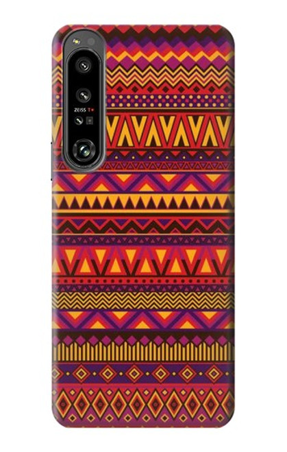 W3404 Aztecs Pattern Hard Case and Leather Flip Case For Sony Xperia 1 IV