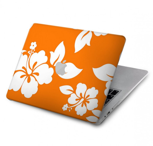 W2245 Hawaiian Hibiscus Orange Pattern Hard Case Cover For MacBook Air 13″ (2022,2024) - A2681, A3113
