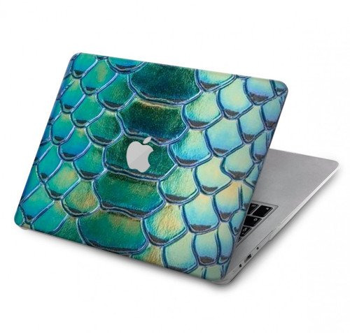 W3414 Green Snake Scale Graphic Print Hard Case Cover For MacBook Air 13″ (2022,2024) - A2681, A3113