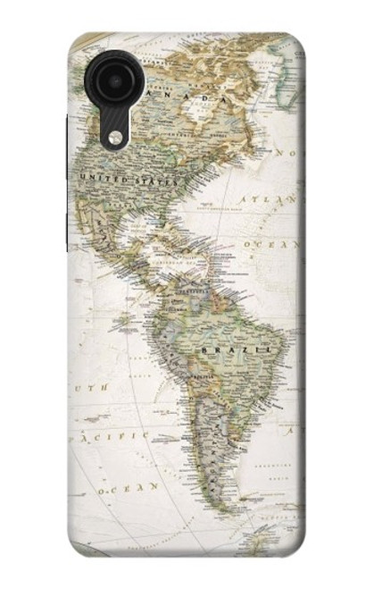 W0604 World Map Hard Case and Leather Flip Case For Samsung Galaxy A03 Core