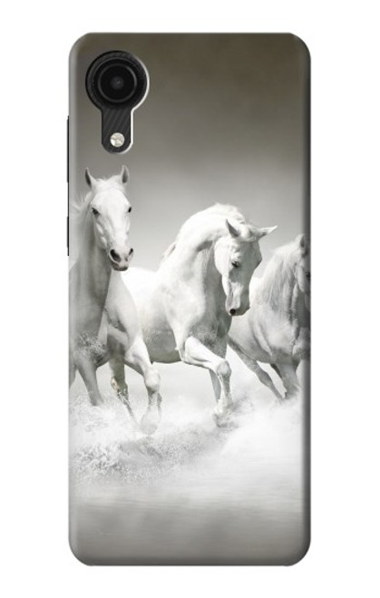 W0933 White Horses Hard Case and Leather Flip Case For Samsung Galaxy A03 Core