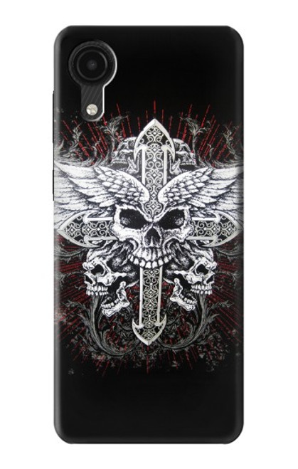 W1434 Skull Wing Tattoo Biker Hard Case and Leather Flip Case For Samsung Galaxy A03 Core