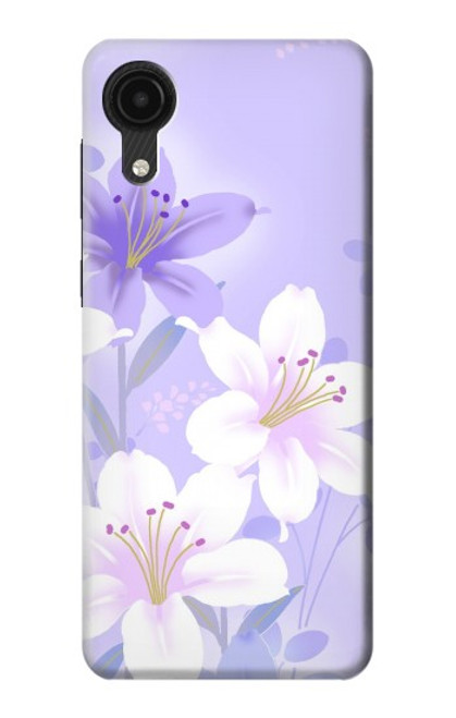 W2361 Purple White Flowers Hard Case and Leather Flip Case For Samsung Galaxy A03 Core