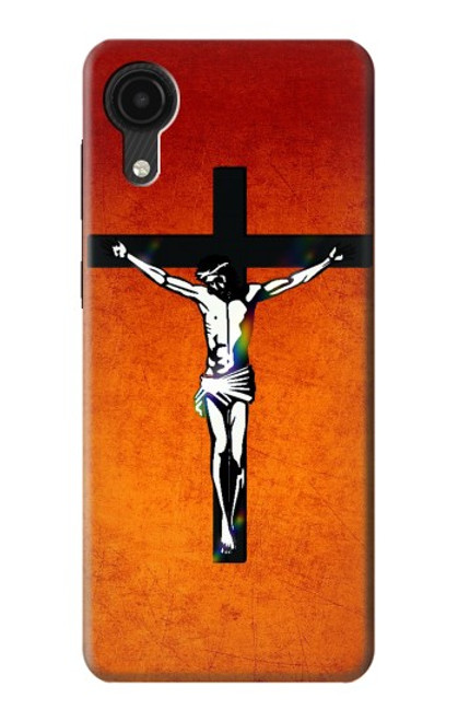 W2421 Jesus Christ On The Cross Hard Case and Leather Flip Case For Samsung Galaxy A03 Core