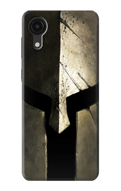 W2673 Spartan Warrior Helmet Hard Case and Leather Flip Case For Samsung Galaxy A03 Core