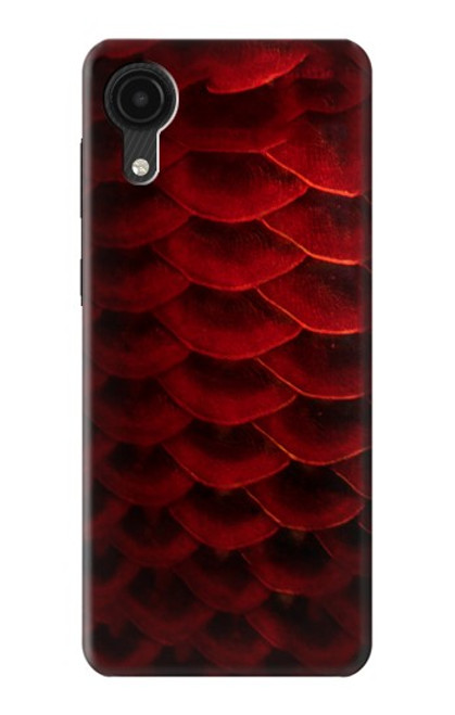 W2879 Red Arowana Fish Scale Hard Case and Leather Flip Case For Samsung Galaxy A03 Core