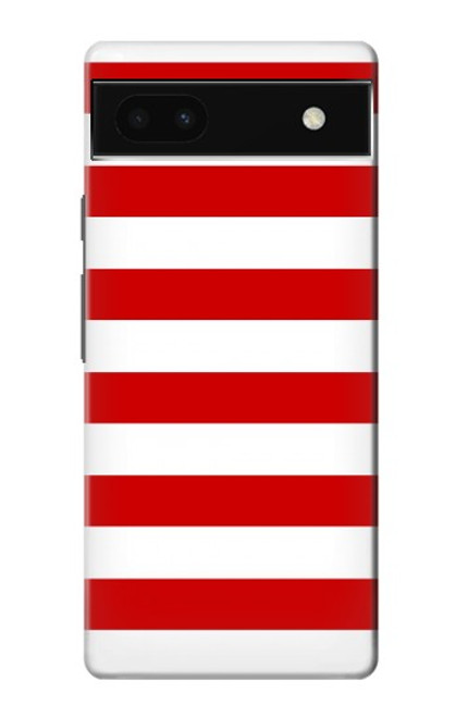 W2364 Red and White Striped Hard Case and Leather Flip Case For Google Pixel 6a