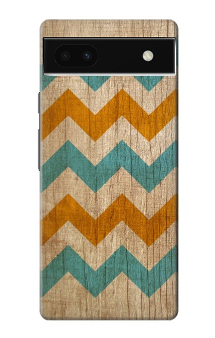 W3033 Vintage Wood Chevron Graphic Printed Hard Case and Leather Flip Case For Google Pixel 6a