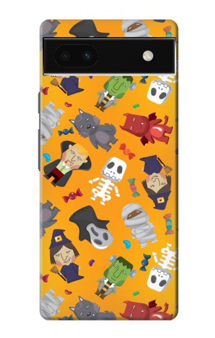 W3275 Cute Halloween Cartoon Pattern Hard Case and Leather Flip Case For Google Pixel 6a