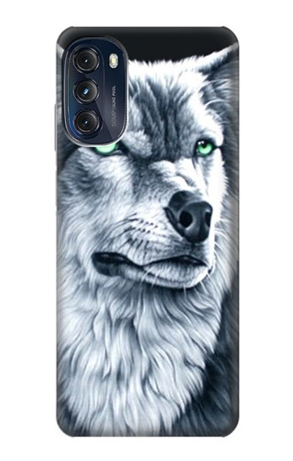 W0123 Grim White Wolf Hard Case and Leather Flip Case For Motorola Moto G (2022)