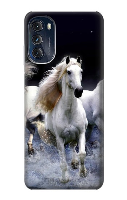 W0246 White Horse Hard Case and Leather Flip Case For Motorola Moto G (2022)