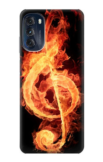 W0493 Music Note Burn Hard Case and Leather Flip Case For Motorola Moto G (2022)