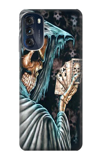 W0748 Grim Reaper Death Poker Hard Case and Leather Flip Case For Motorola Moto G (2022)