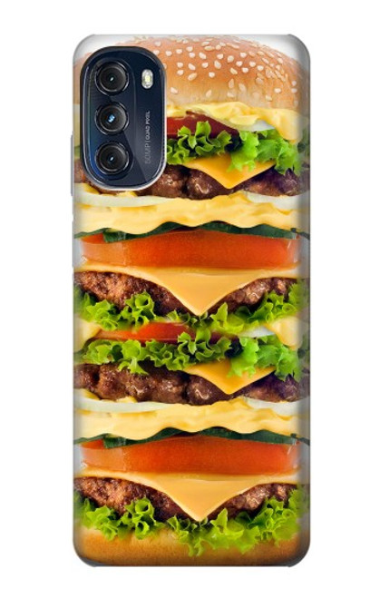 W0790 Hamburger Hard Case and Leather Flip Case For Motorola Moto G (2022)