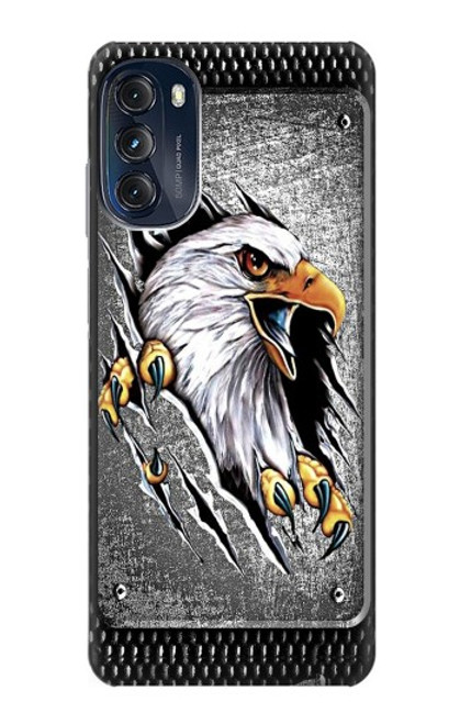 W0855 Eagle Metal Hard Case and Leather Flip Case For Motorola Moto G (2022)