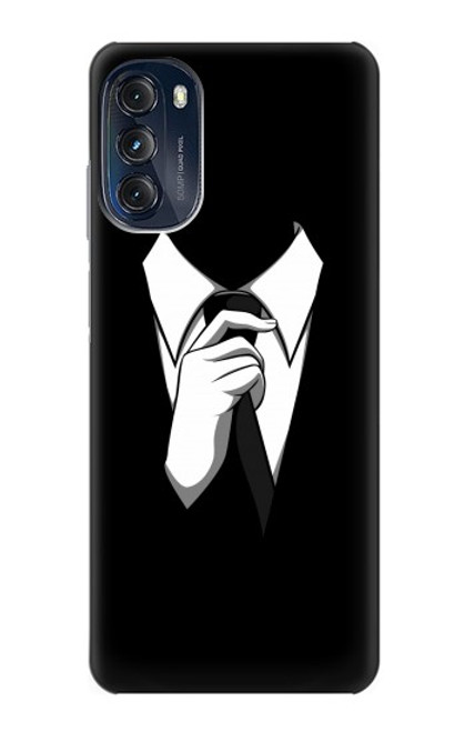 W1591 Anonymous Man in Black Suit Hard Case and Leather Flip Case For Motorola Moto G (2022)