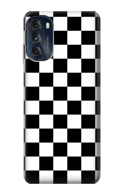 W1611 Black and White Check Chess Board Hard Case and Leather Flip Case For Motorola Moto G (2022)