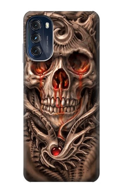 W1675 Skull Blood Tattoo Hard Case and Leather Flip Case For Motorola Moto G (2022)