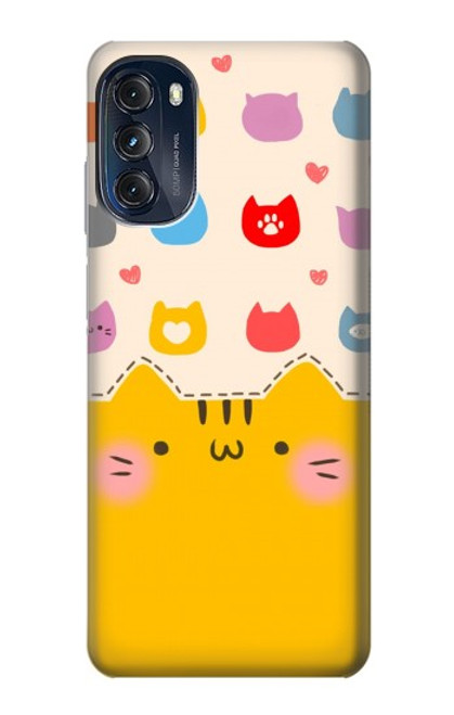 W2442 Cute Cat Cartoon Funny Hard Case and Leather Flip Case For Motorola Moto G (2022)