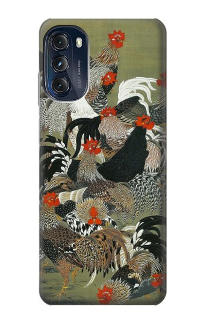 W2699 Ito Jakuchu Rooster Hard Case and Leather Flip Case For Motorola Moto G (2022)