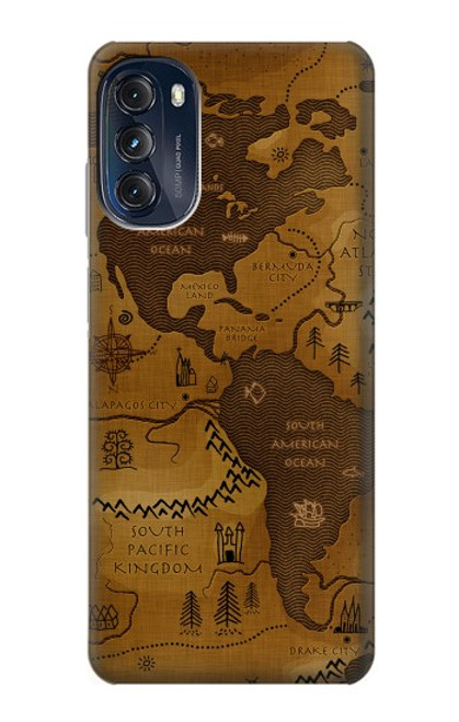 W2861 Antique World Map Hard Case and Leather Flip Case For Motorola Moto G (2022)