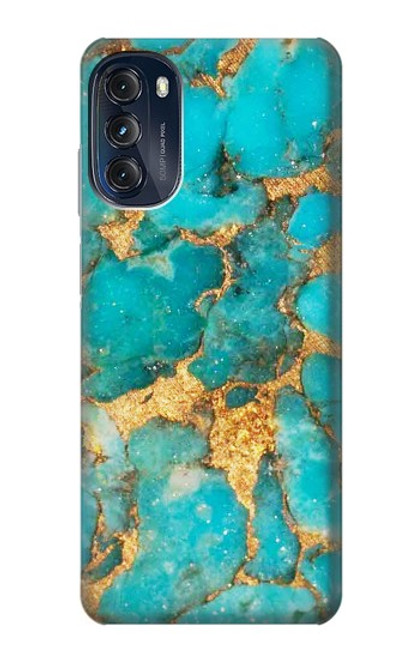 W2906 Aqua Turquoise Stone Hard Case and Leather Flip Case For Motorola Moto G (2022)