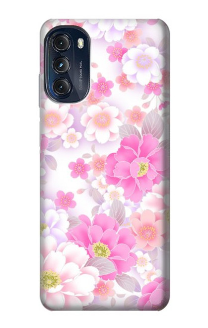 W3036 Pink Sweet Flower Flora Hard Case and Leather Flip Case For Motorola Moto G (2022)