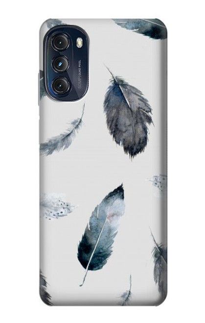 W3085 Feather Paint Pattern Hard Case and Leather Flip Case For Motorola Moto G (2022)