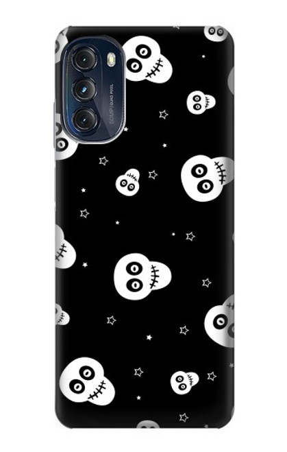 W3261 Smile Skull Halloween Pattern Hard Case and Leather Flip Case For Motorola Moto G (2022)