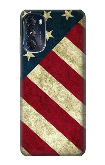 W3295 US National Flag Hard Case and Leather Flip Case For Motorola Moto G (2022)