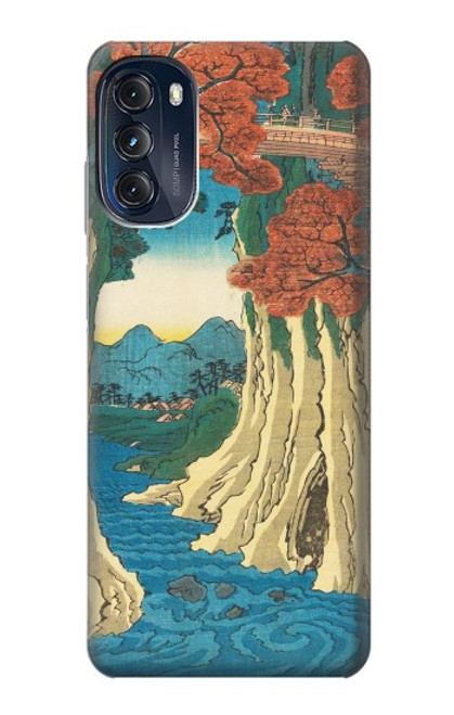 W3348 Utagawa Hiroshige The Monkey Bridge Hard Case and Leather Flip Case For Motorola Moto G (2022)