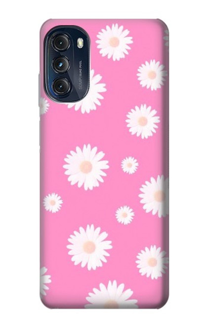 W3500 Pink Floral Pattern Hard Case and Leather Flip Case For Motorola Moto G (2022)