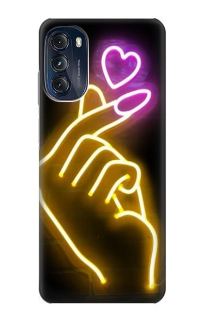 W3512 Cute Mini Heart Neon Graphic Hard Case and Leather Flip Case For Motorola Moto G (2022)