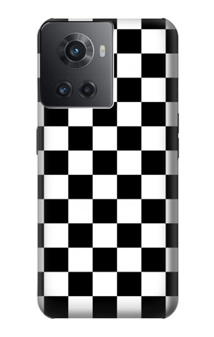 W1611 Black and White Check Chess Board Hard Case and Leather Flip Case For OnePlus Ace