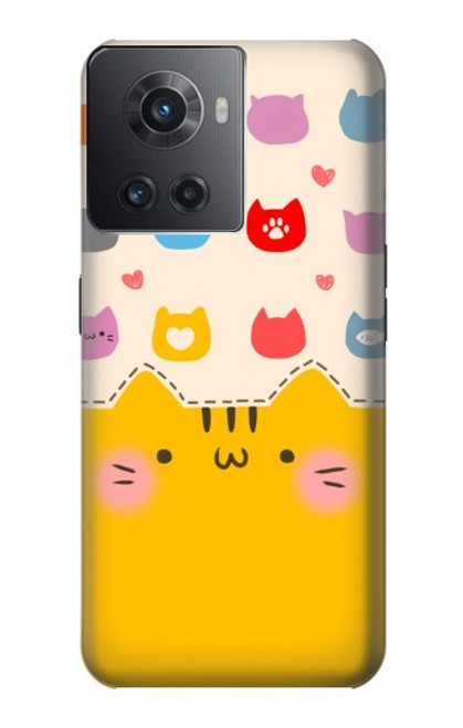 W2442 Cute Cat Cartoon Funny Hard Case and Leather Flip Case For OnePlus Ace