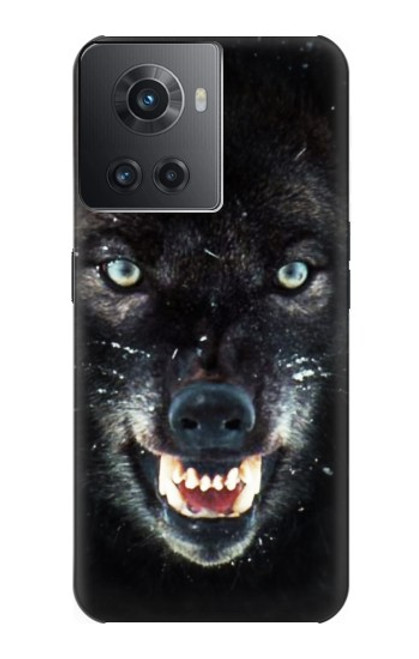 W2823 Black Wolf Blue Eyes Face Hard Case and Leather Flip Case For OnePlus Ace