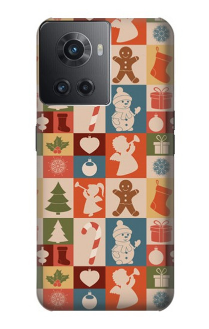 W2854 Cute Xmas Pattern Hard Case and Leather Flip Case For OnePlus Ace