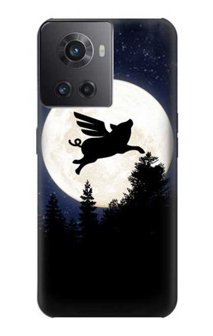 W3289 Flying Pig Full Moon Night Hard Case and Leather Flip Case For OnePlus Ace