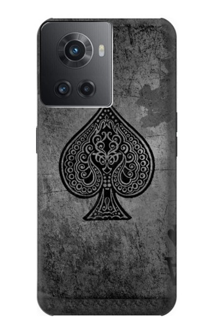 W3446 Black Ace Spade Hard Case and Leather Flip Case For OnePlus Ace