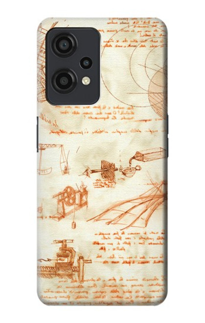 W0566 Technical Drawing Da Vinci Hard Case and Leather Flip Case For OnePlus Nord CE 2 Lite 5G