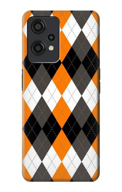 W3421 Black Orange White Argyle Plaid Hard Case and Leather Flip Case For OnePlus Nord CE 2 Lite 5G